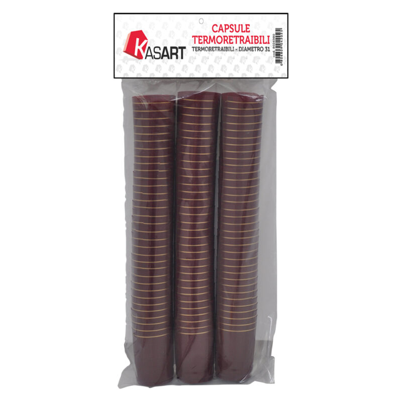 CAPSULE TERMORETRAIBILI PER BOTTIGLIE SPUMANTE bordeaux - ร 33 x h 55 mm