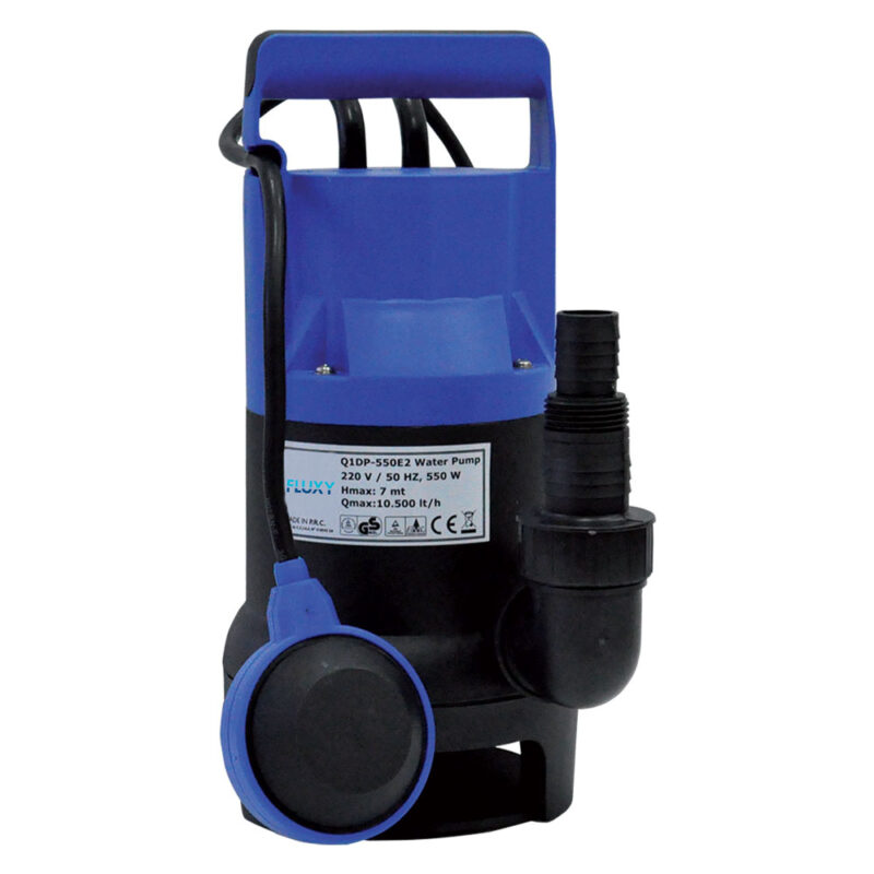 ELETTROPOMPA SOMMERGIBILE IN PVC 550 watt - 10500 litri/h - hp 0,75