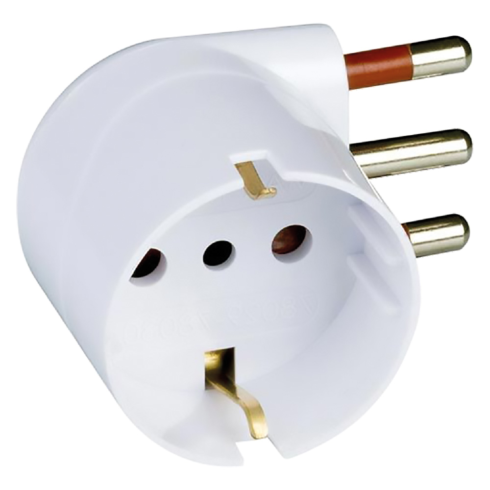 ADATTATORE SINGOLO SPINA 90° 'SALVASPAZIO' spina 2P + T 16A