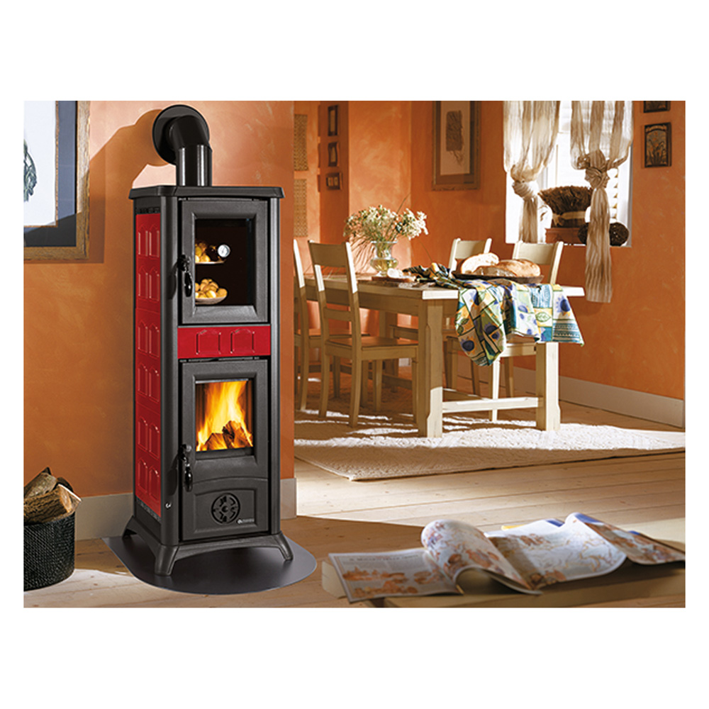 STUFA A LEGNA 'GEMMA FORNO' 7,2 kW - colore bordeaux