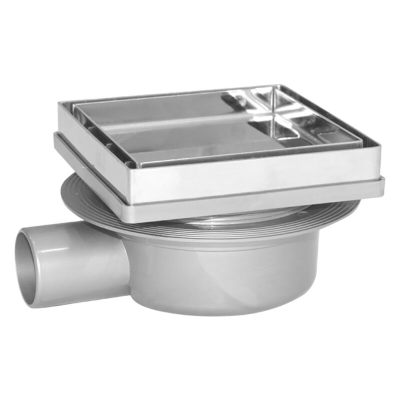 CHIUSINO SIFONATO TELESCOPICO PORTA PIASTRELLA cm 13 x 13 x h. 7,6 - 8,1 - attacco Ø 40 mm