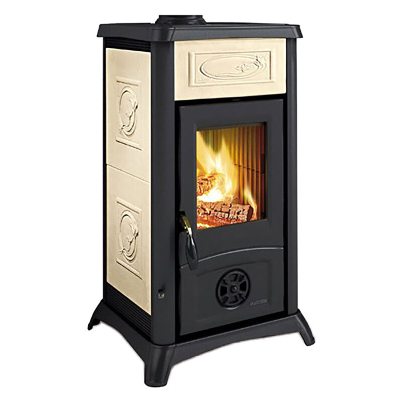 STUFA A LEGNA 'GEMMA 5.0 CERAMICA' 7 kW - colore liberty panna