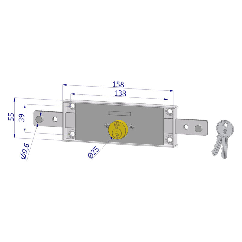SERRATURA CENTRALE PER SERRANDA '2260' catenaccio diritto