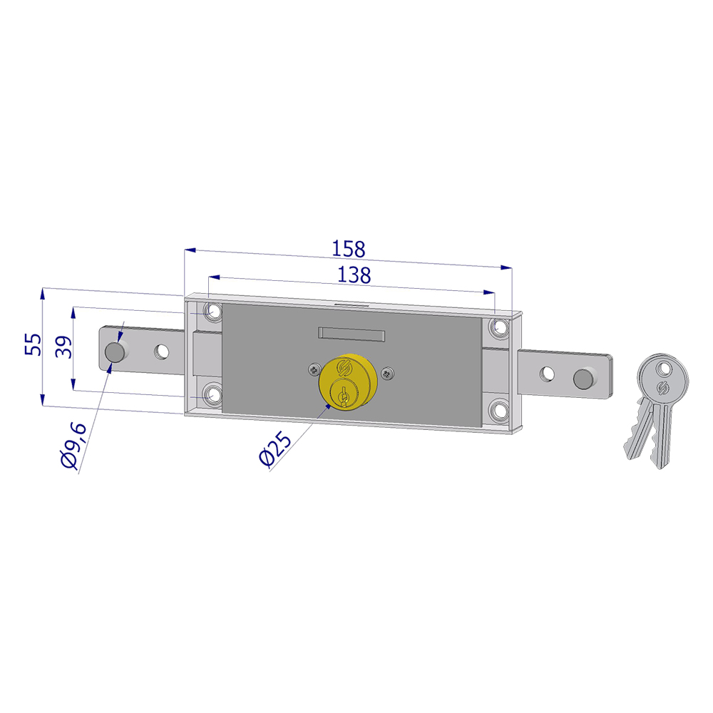 SERRATURA CENTRALE PER SERRANDA '2260' catenaccio diritto