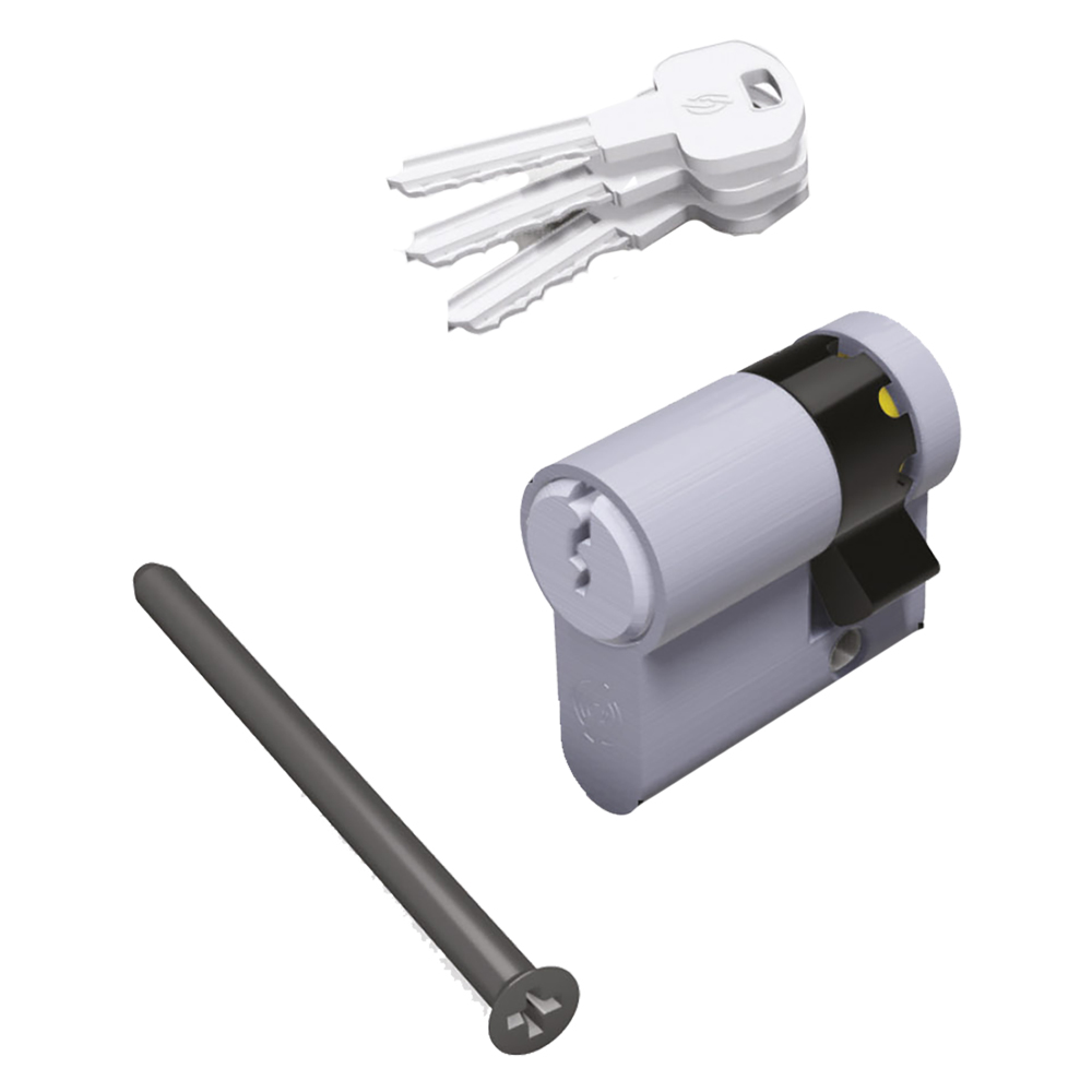 MEZZO CILINDRO PROFILATO SERIE 'KY' mm 20+10+5 = 35 (25+10) cromo satinato