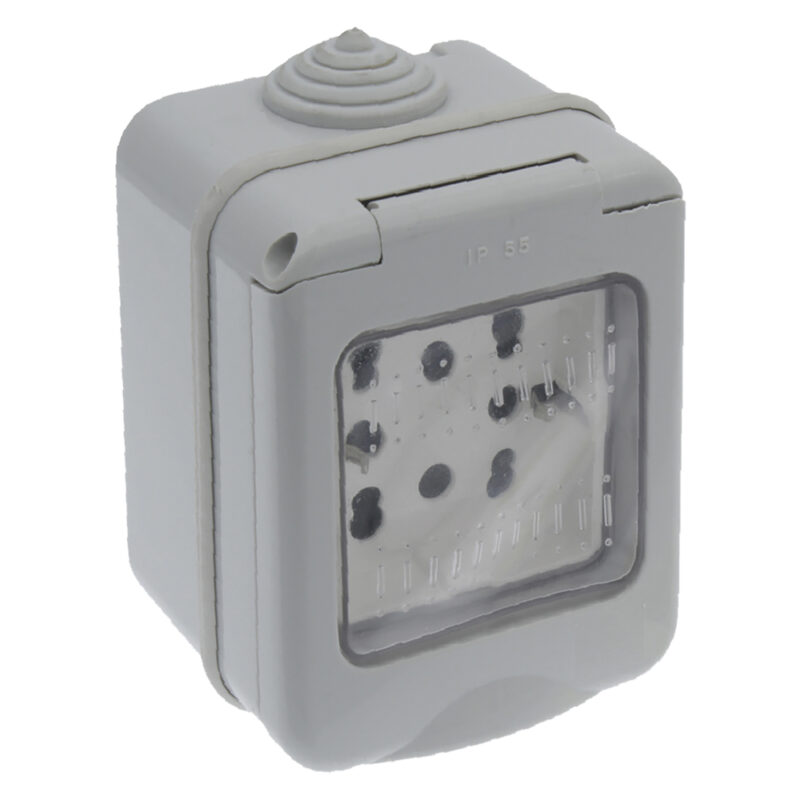 CONTENITORE ESTERNO PRESE + SCHUKO 2 prese bivalenti 10/16A + 1 schuko