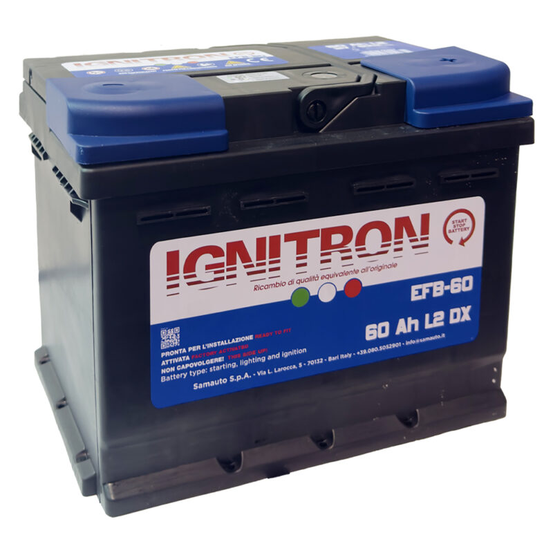 BATTERIA PER AUTO START & STOP 'IGNITRON EFB' 60 AH - mm 242 x 175 x 190