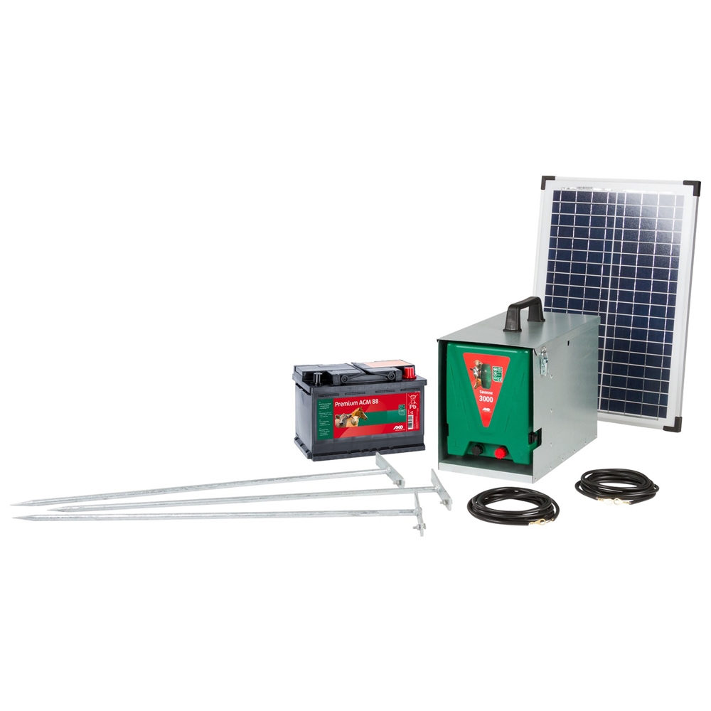 ELETTRIFICATORE A PANNELLO SOLARE IN KIT 'SAVANNE 3000' 12V - energia: carica 4,5 J - scarica 3 J (max.)