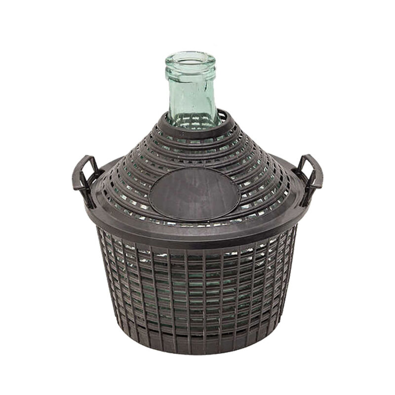 DAMIGIANA IN VETRO A 'BOCCA STRETTA' lt.5 - Ø bocca 4,3 cm. senza tappo