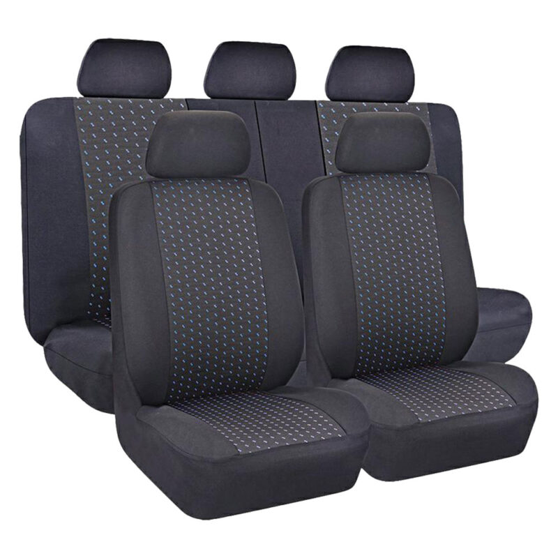 COPRISEDILE 'GOLDEN BLU' set da 9 pezzi - 4 sedili + 5 poggitesta