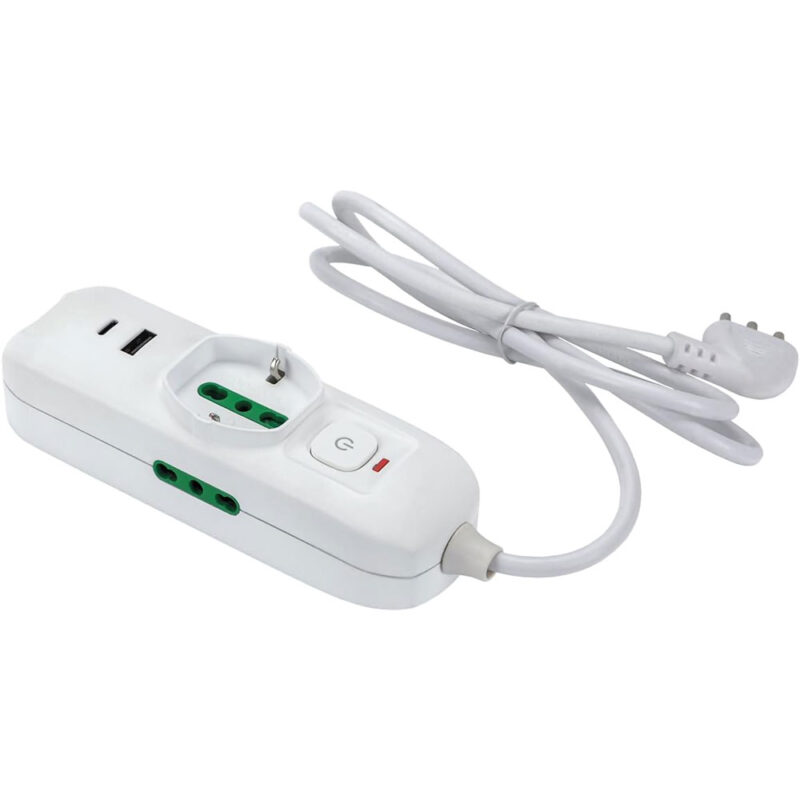 MULTIPRESA MINI 'TRIAX 2' mt. 1,5 - colore bianco