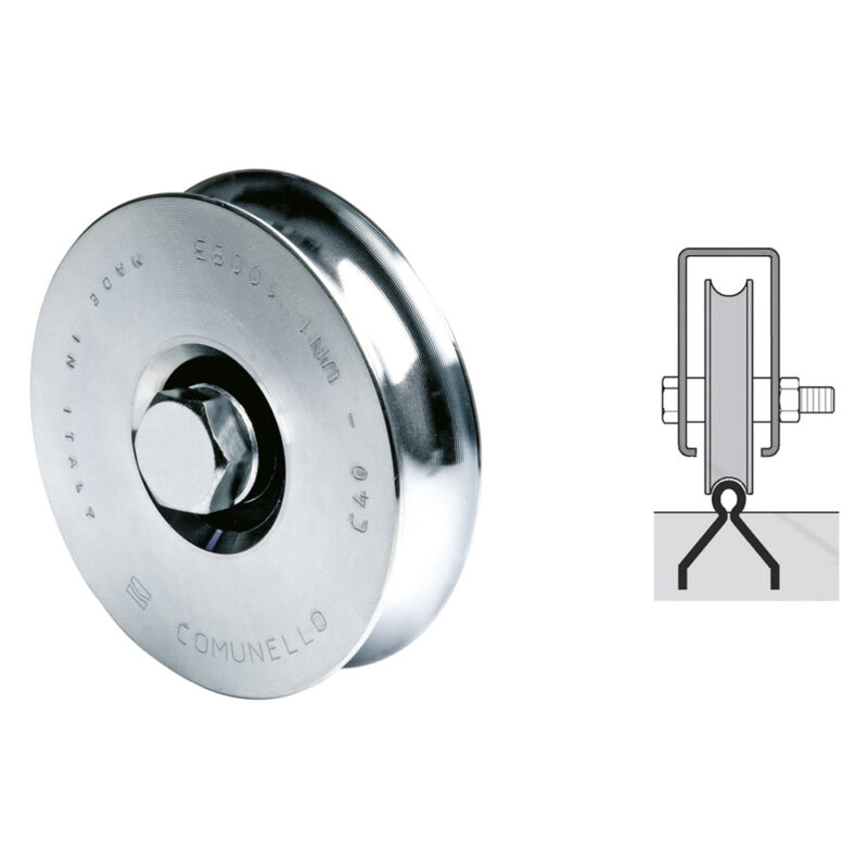 RUOTA PER CANCELLI GOLA A 'U' รธ 80 1 cuscinetto 310 (80S) h.gola 9,5 mm