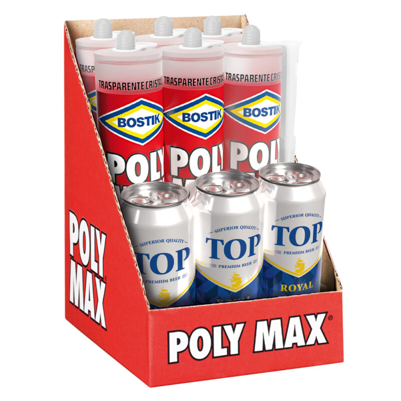 ESPOSITORE ADESIVO SIGILLANTE UNIVERSALE 'POLY MAX' ORIGINAL EXPRESS 6 pz da gr 500 con 3 birre da 500 ml omaggio