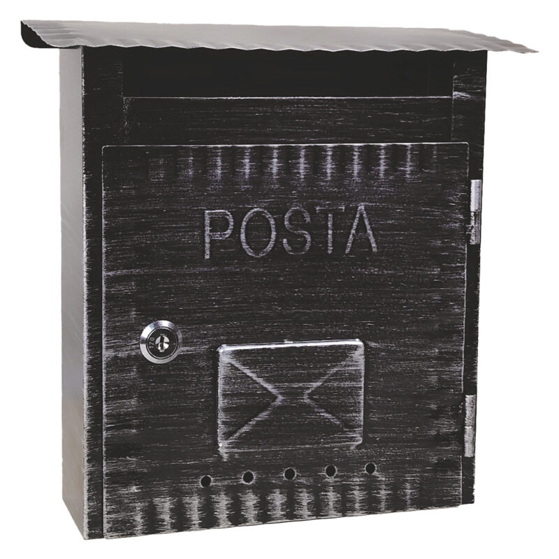 CASSETTA POSTALE 'IBISCO' cm 26x9,7x h 29 - argento antico