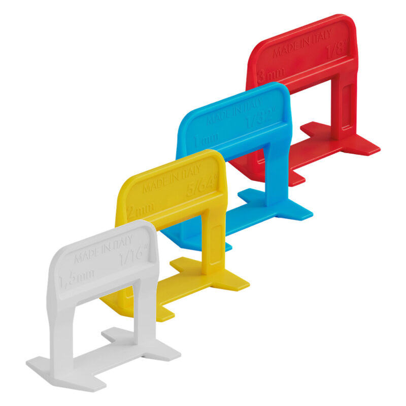 BASE LIVELLANTE CON FERITOIA PER CUNEO 'RLS EVO' H. mm 12 - fuga 2,0 mm - cf. 250 pz - col.giallo